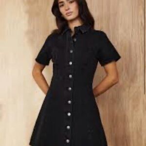 Habitual Black Short Sleeve Denim Mini Dress